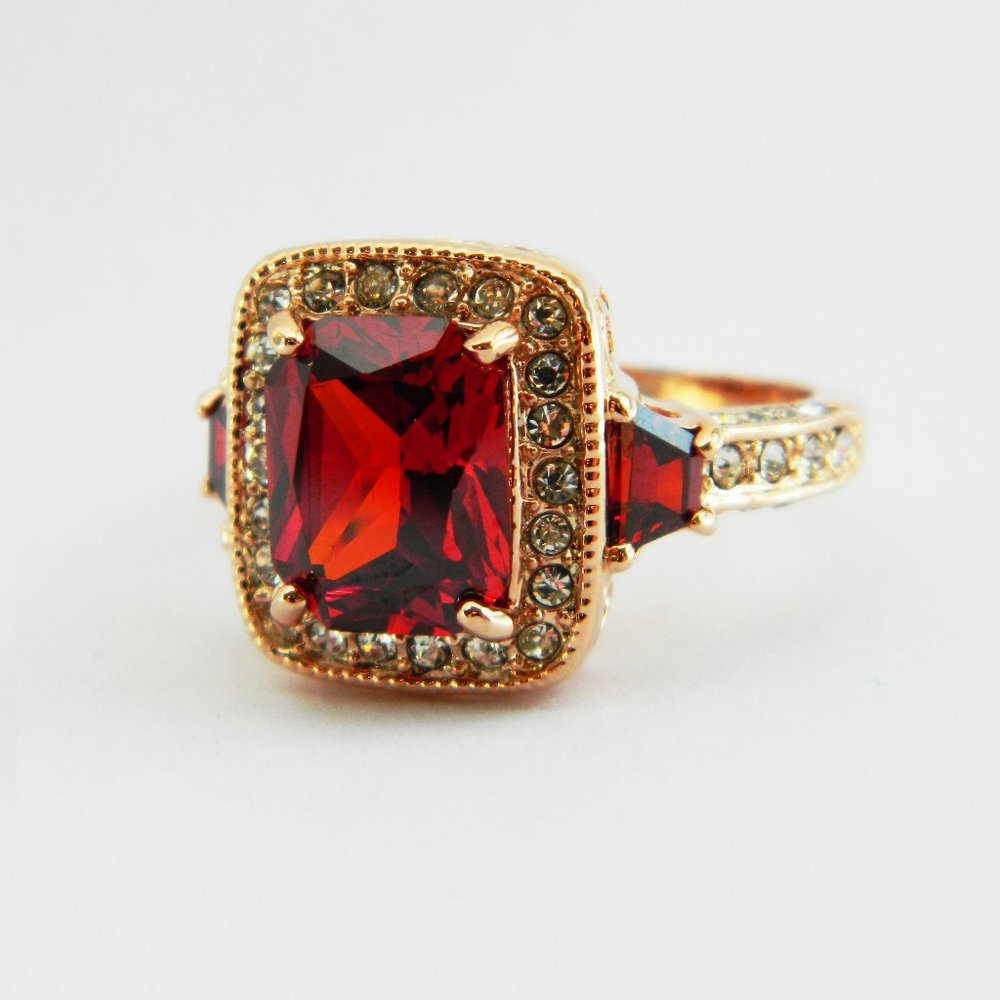 Cocktail Hour Retro Faux Ruby Statement Ring size 6.5